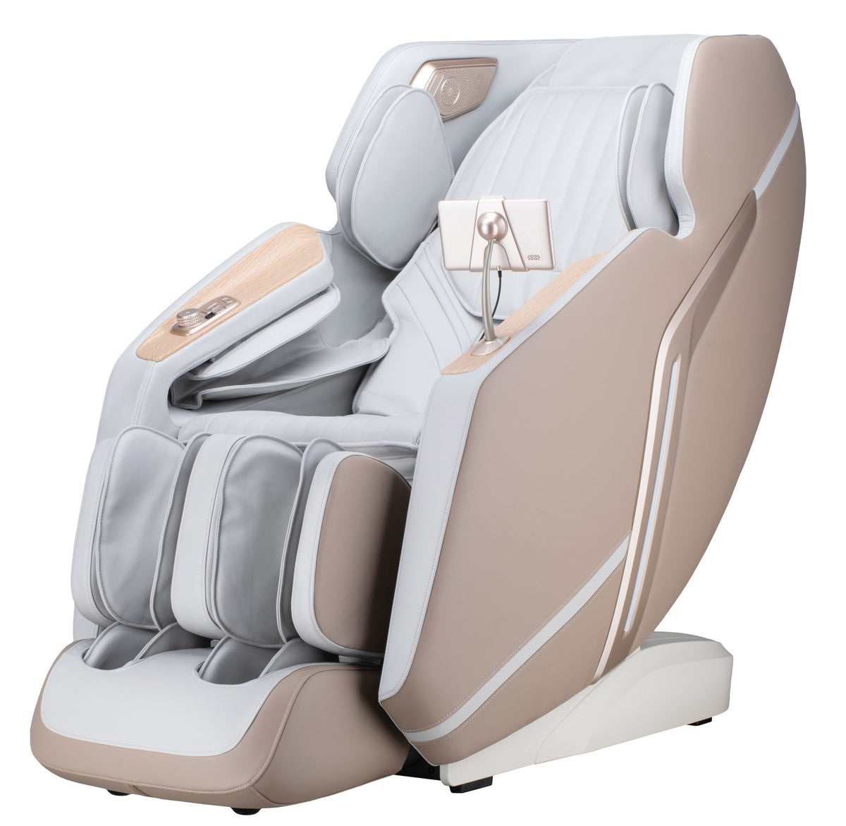 LifeSmart Pro 4D massage chair in taupe, front angled view
