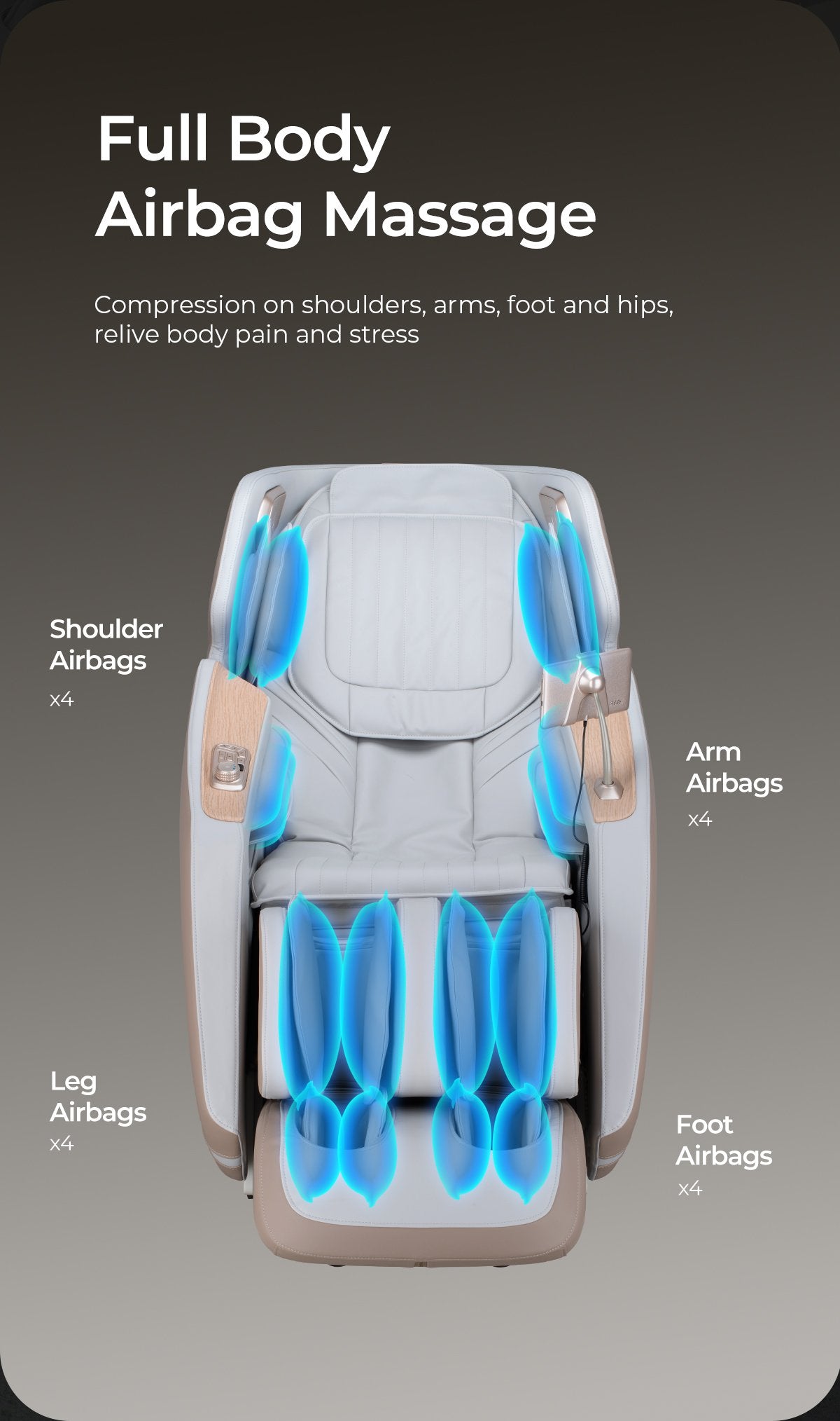 LifeSmart Pro 4D full-body airbag locations: shoulders, arms, legs and feet