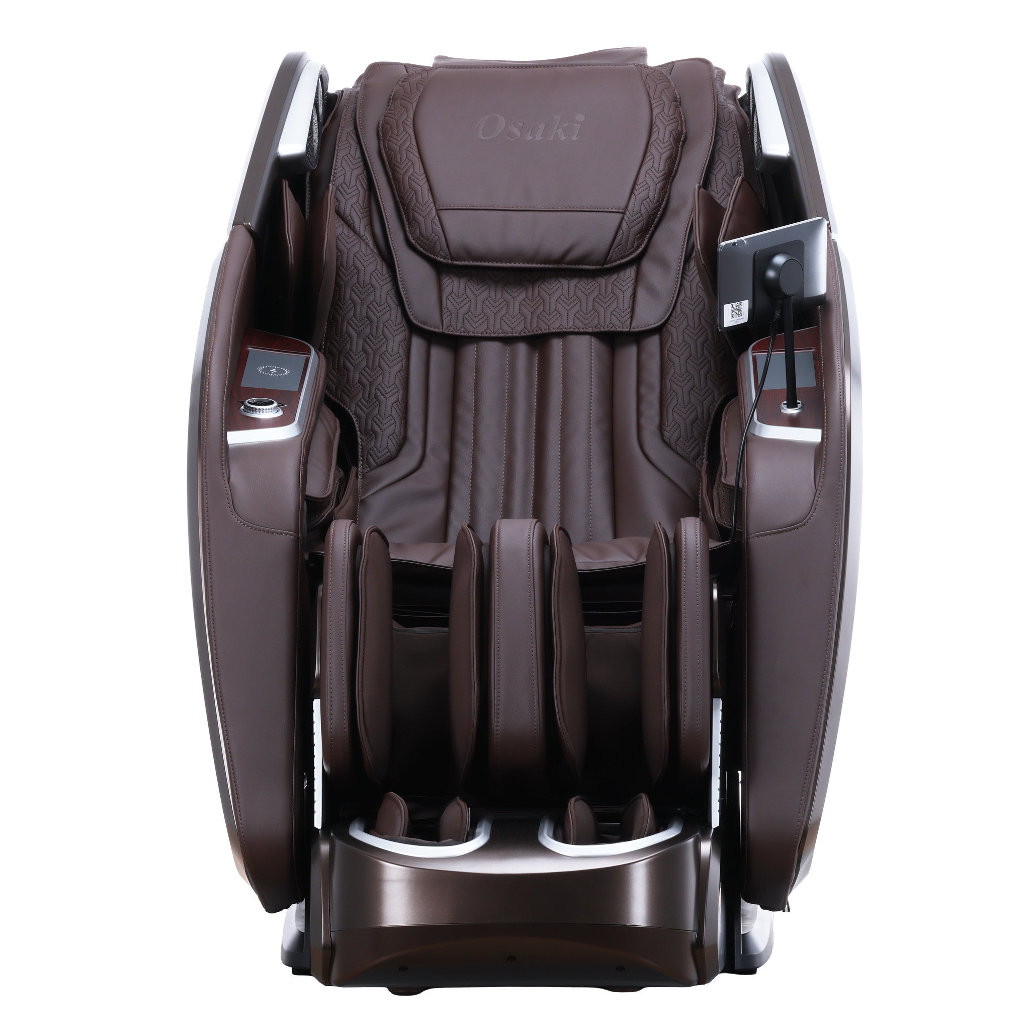 Osaki One Pro 4D massage chair in brown — front view