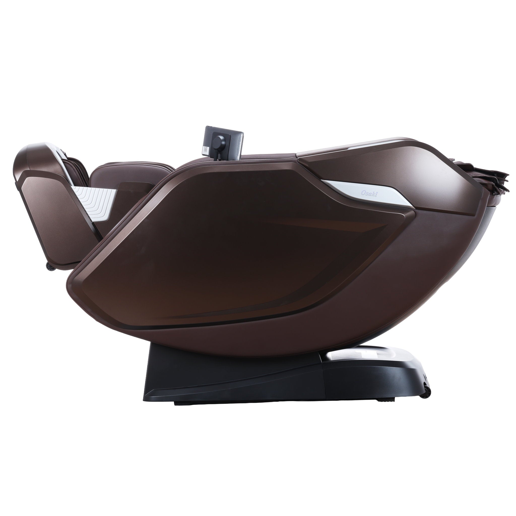 Osaki One Pro 4D massage chair in brown — in the zero gravity recline position