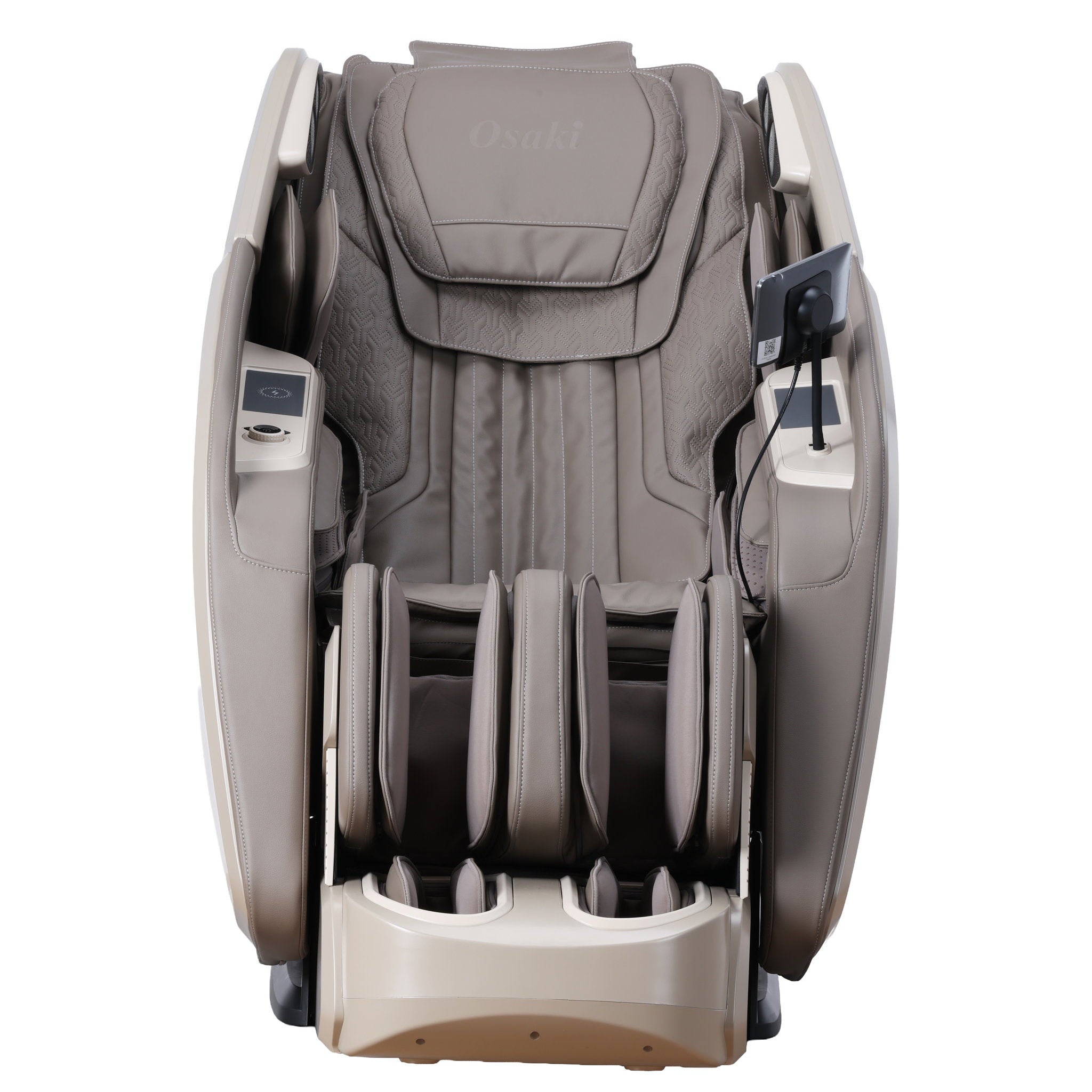 Osaki One Pro 4D massage chair in taupe — front view