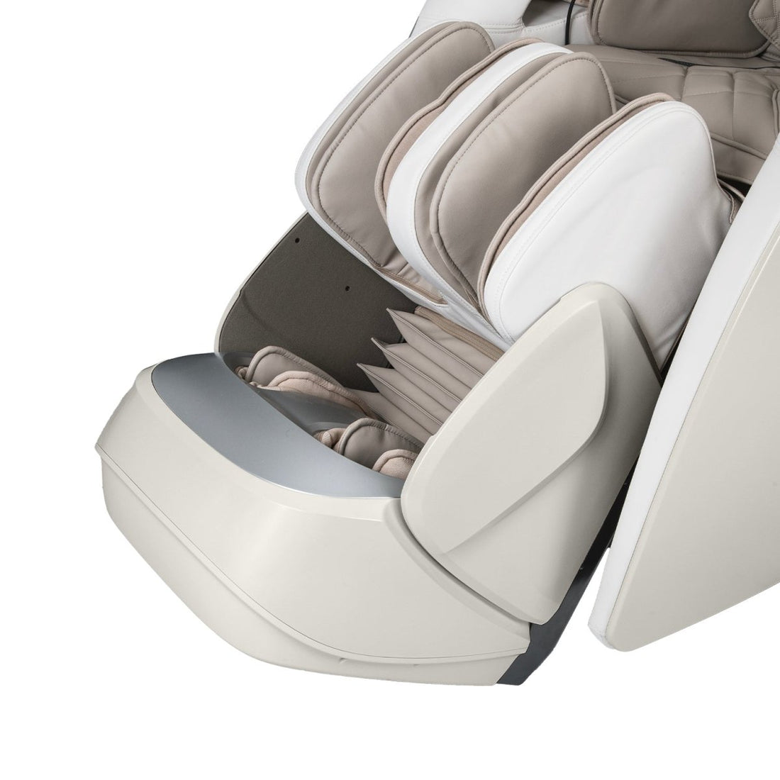 Taupe Osaki DuoMax leg rest with calf massage wells and foot massage area